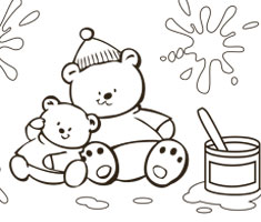 [Translate to greek:] NUK colouring page with two funny bears