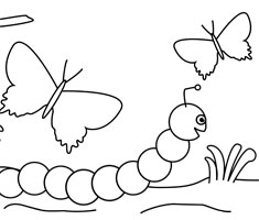 [Translate to greek:] NUK colouring page with caterpillar